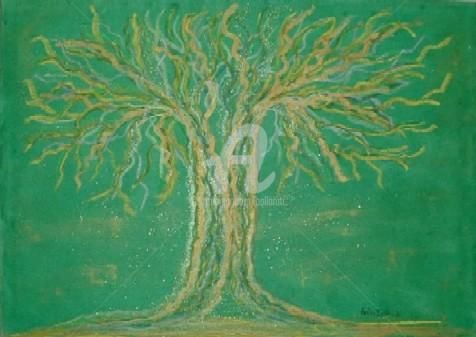 Pittura intitolato "1015-1Albero-50x70c…" da Anna Maria Ballarati, Opera d'arte originale