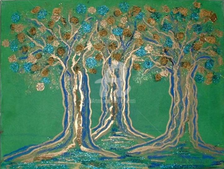 Painting titled "1021-3Alberi-30x40c…" by Anna Maria Ballarati, Original Artwork