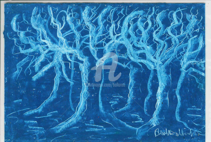 Painting titled "8-alberi-quattro-tr…" by Anna Maria Ballarati, Original Artwork
