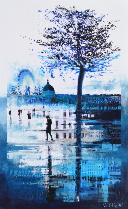 Картина под названием "Blue mood" - Balthazar, Подлинное произведение искусства, Акрил Установлен на Деревянная рама для нос…