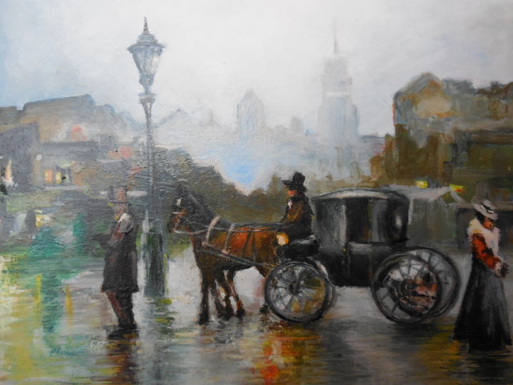 Pintura titulada "coach in Paris" por Tatyana Chuprina, Obra de arte original, Oleo