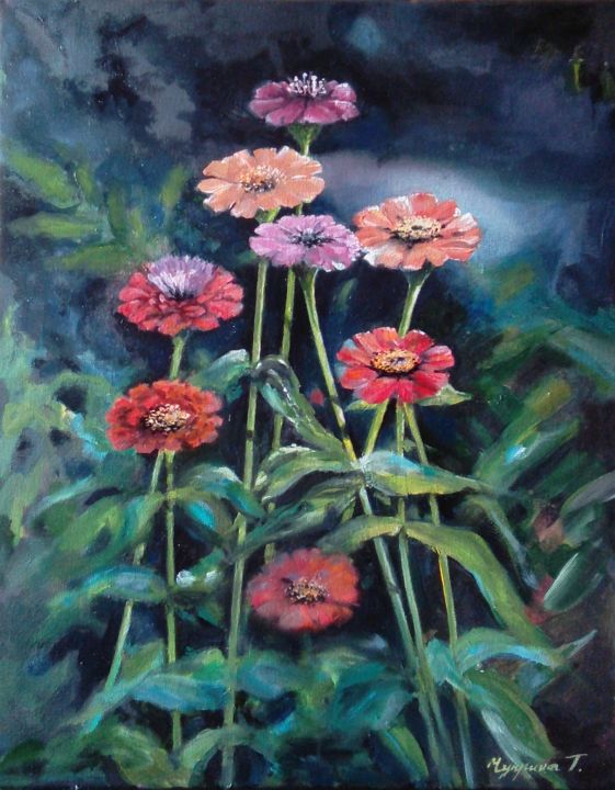 Peinture intitulée "Цветы" par Tatyana Chuprina, Œuvre d'art originale, Huile