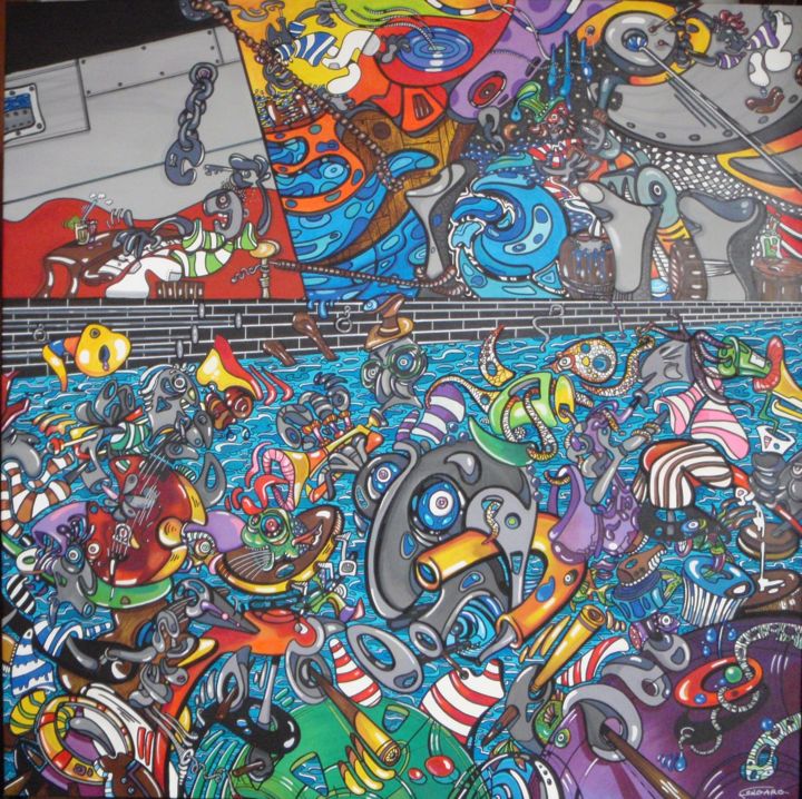 Peinture intitulée "Déchaînement de la…" par Virginie Fongaro, Œuvre d'art originale, Acrylique