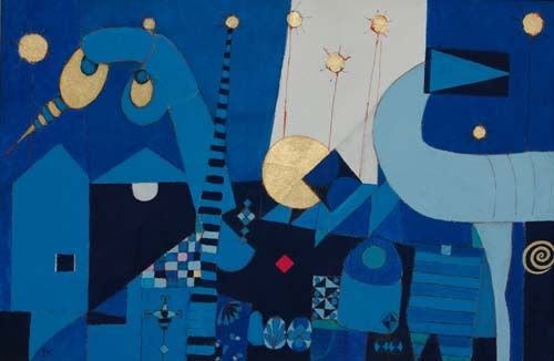 Pittura intitolato "mondo blu" da Claudio Bandini, Opera d'arte originale