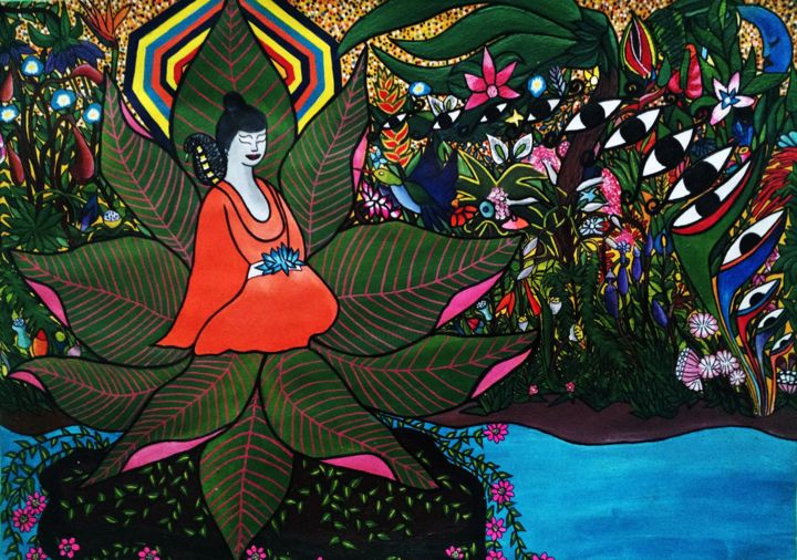 Painting titled "Callia" by Andrea Baez, Original Artwork, Acrylic