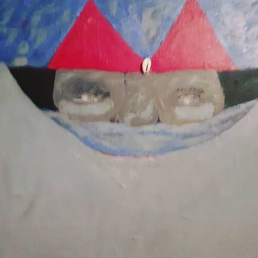 Painting titled "Masque TANKAYA Acry…" by Bantema, Original Artwork, Acrylic