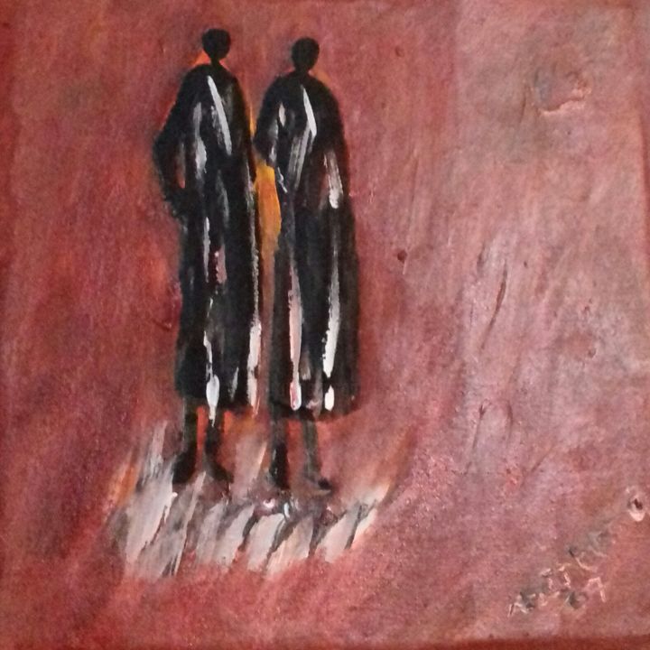 Painting titled "Terrain de  mon père" by Bantema, Original Artwork, Acrylic