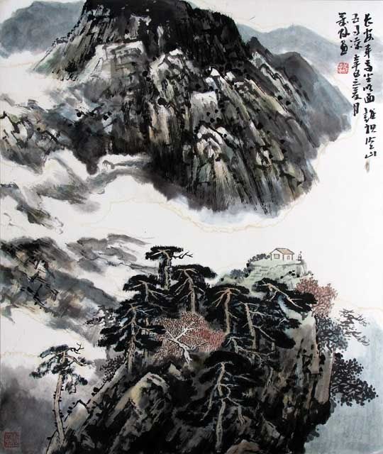 绘画 标题为“刘万林中国山水画4” 由半影老人, 原创艺术品