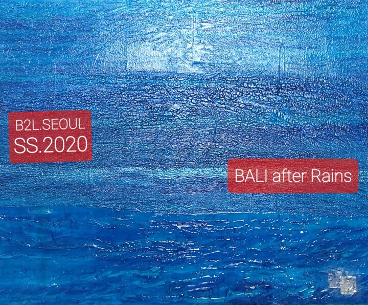 Painting titled "Bleu n°1" by Bao Loan Ly, Original Artwork, Oil Mounted on Wood Stretcher frame