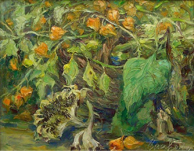 Painting titled "Fall Flowers" by Baocheng Zhao, Original Artwork