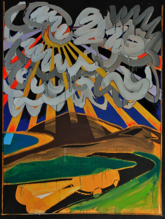 Pintura titulada "Courage, fuyons" por Baptiste Laurent, Obra de arte original, Acrílico Montado en Bastidor de camilla de m…