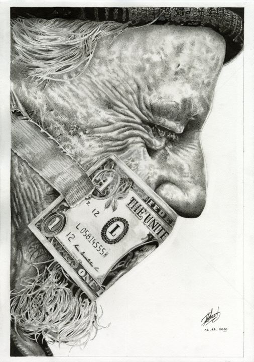 Dessin intitulée "$$huut" par Baptiste Molard (ArtBat), Œuvre d'art originale, Encre