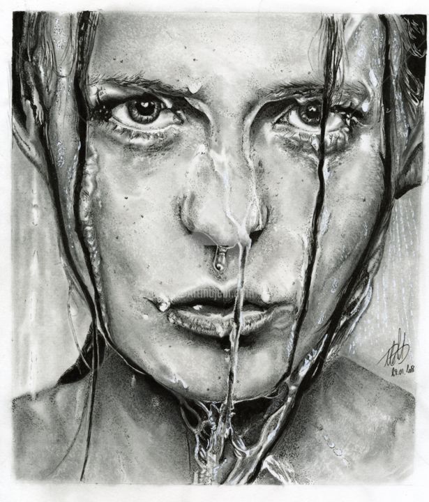 제목이 "On the Shower"인 그림 Baptiste Molard (ArtBat)로, 원작, 잉크