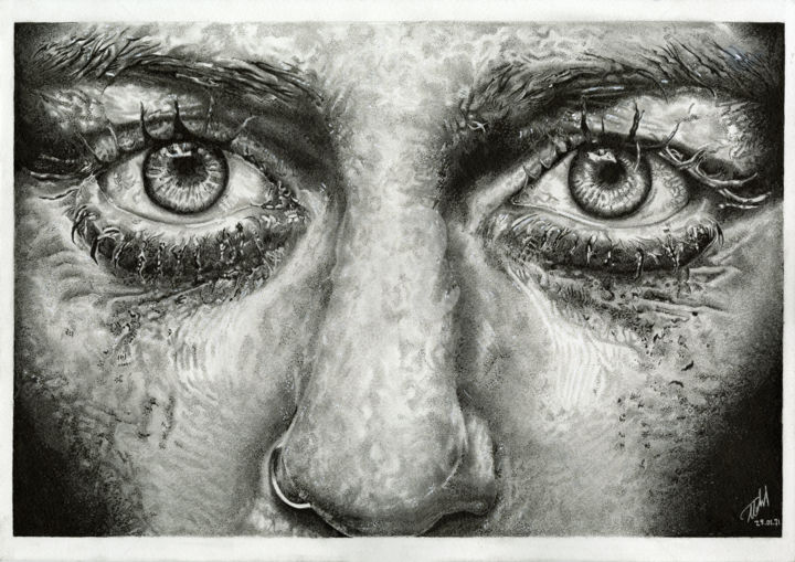 Rysunek zatytułowany „Close Up” autorstwa Baptiste Molard (ArtBat), Oryginalna praca, Atrament