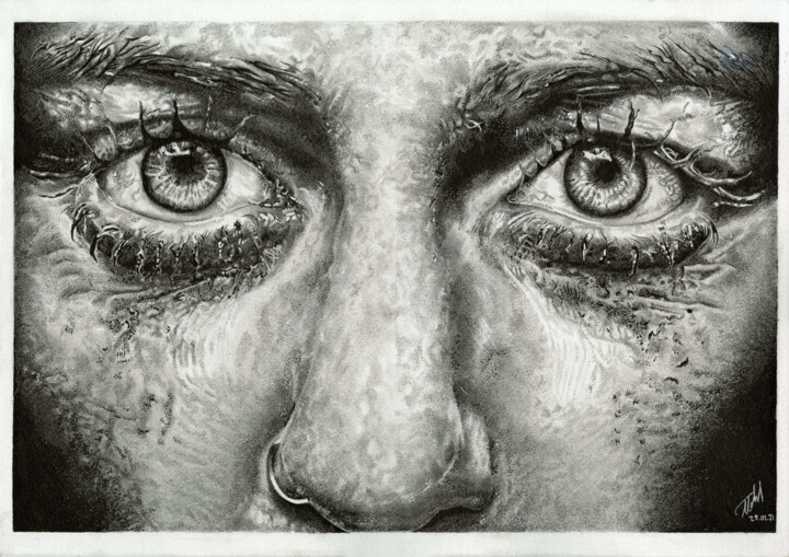 Drawing titled "Close Up" by Baptiste Molard (ArtBat), Original Art, Ink