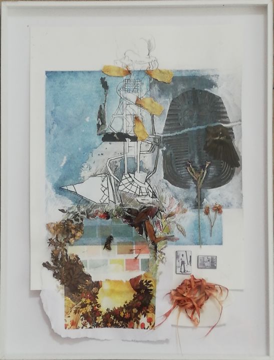 Collages titled "Dimanche" by Baptiste Vanweydeveldt, Original Artwork, Collages Mounted on Cardboard