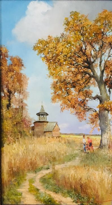 Painting titled "Старая часовня" by Galina Baranova, Original Artwork, Oil