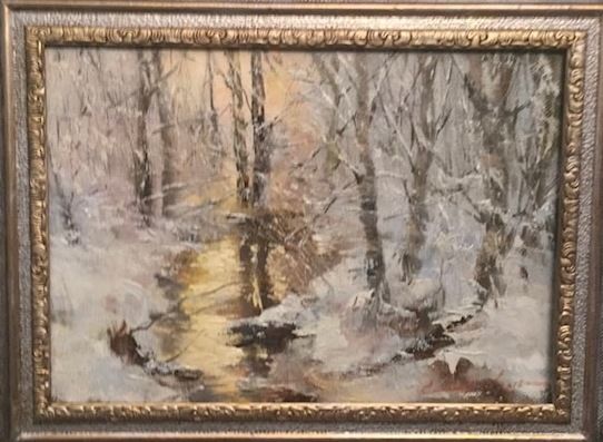 Ζωγραφική με τίτλο "Зимний лес." από Galina Baranova, Αυθεντικά έργα τέχνης, Λάδι