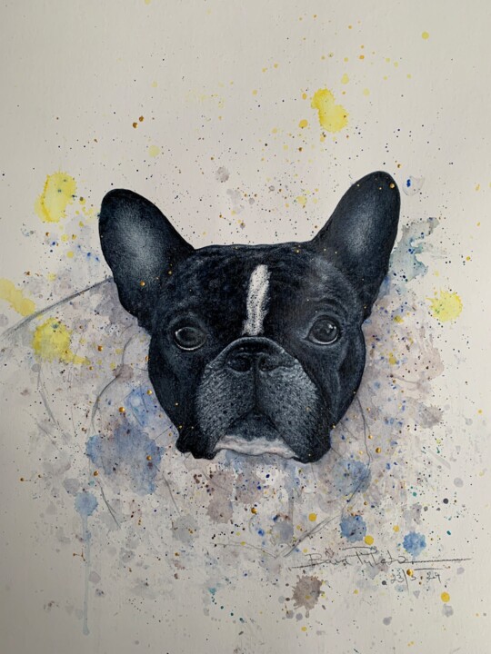 Drawing titled "“Doggie Darling”" by Bara Puletz, Original Artwork, Watercolor