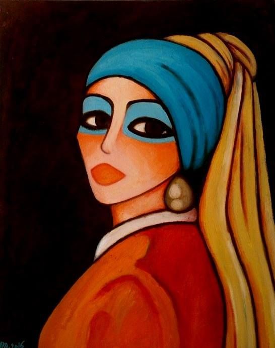 Pintura intitulada "interprétation..the…" por Ahmed Salah Bara, Obras de arte originais, Óleo
