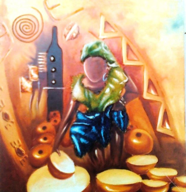 Painting titled "marchand de nono" by Barakkart, Original Artwork, Oil