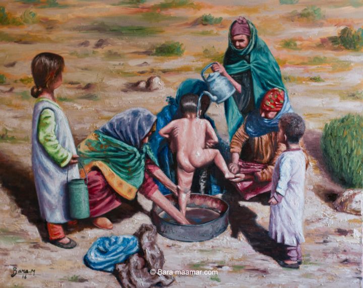 Painting titled "the past" by Maamar Bara, Original Artwork, Oil