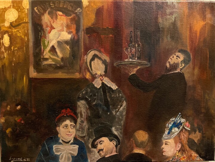 Painting titled "Фрагмент „Парижское…" by Eduard Baranov, Original Artwork, Oil Mounted on Wood Stretcher frame