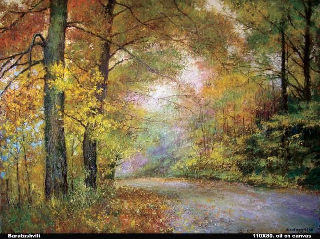 Peinture intitulée "golden_autumn.jpg" par George Baratashvili, Œuvre d'art originale, Huile