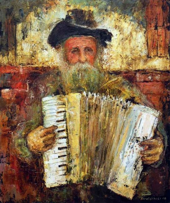 Painting titled "Accordionist.jpg" by George Baratashvili, Original Artwork, Oil