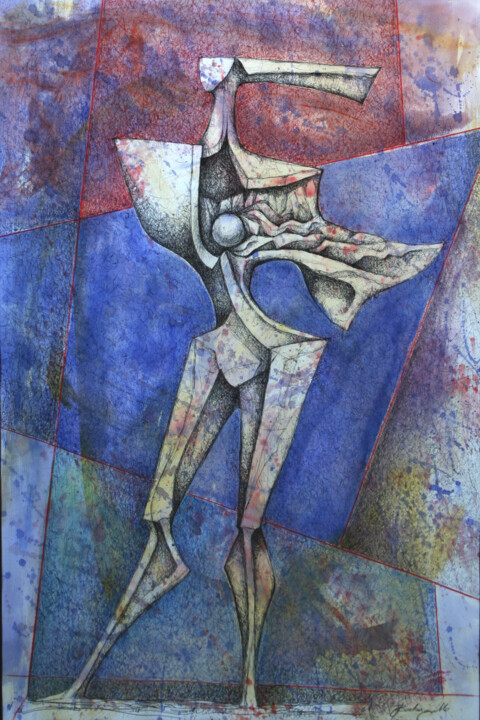 Disegno intitolato "Nel Vento 2" da Orazio Barbagallo, Opera d'arte originale, Acquarello