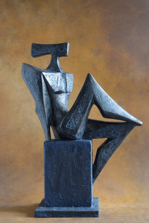 Γλυπτική με τίτλο "Figura seduta" από Orazio Barbagallo, Αυθεντικά έργα τέχνης, Ρητίνη