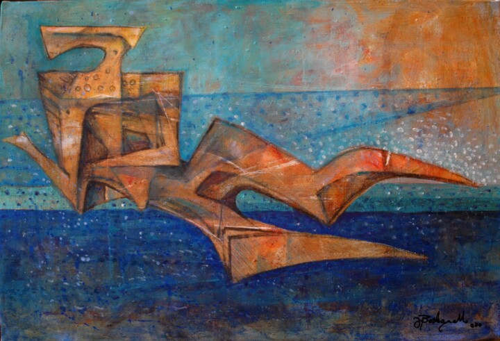 Pittura intitolato "La nuotartice" da Orazio Barbagallo, Opera d'arte originale, Acrilico