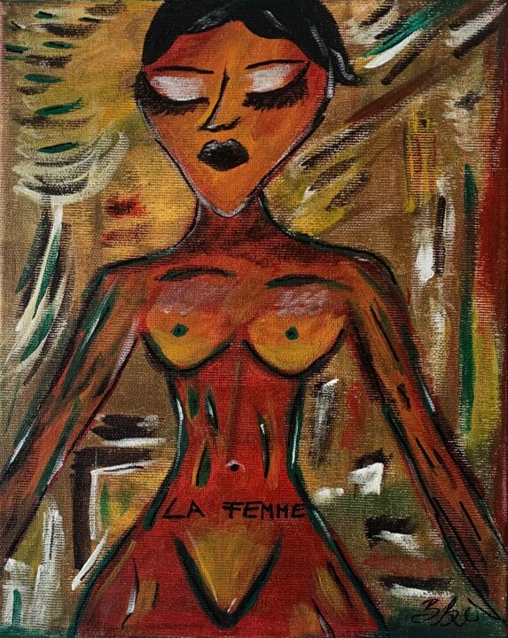 Painting titled "La Femme" by Barbara Bozsa, Original Artwork, Acrylic Mounted on Wood Stretcher frame