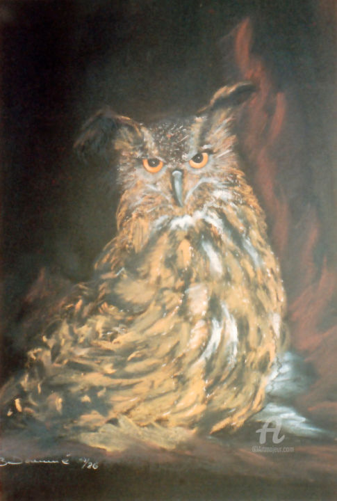 Painting titled "Weisheit" by Barbara Dominé, Original Artwork, Pastel