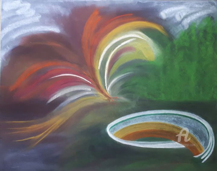Painting titled "Aufbruch" by Barbara Dominé, Original Artwork, Pastel