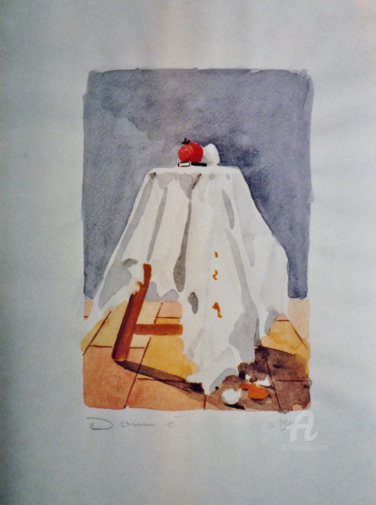 Pintura titulada "Absturz" por Barbara Dominé, Obra de arte original, Acuarela