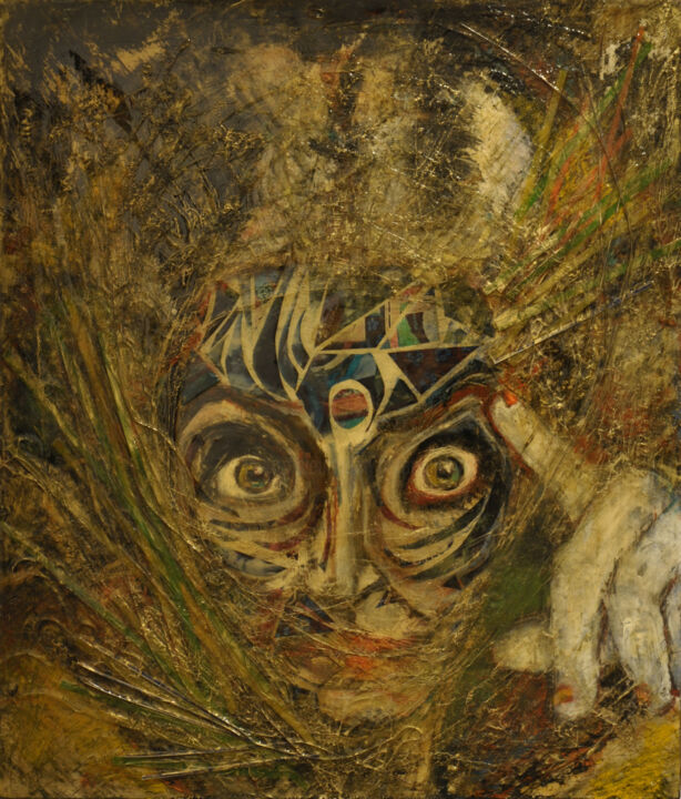 Peinture intitulée "Rash Totem" par Barbara E.Lezmy, Œuvre d'art originale, Huile