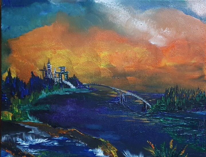 Painting titled "Bridge of Destiny" by Barbara Fuhrmann, Original Artwork, Acrylic
