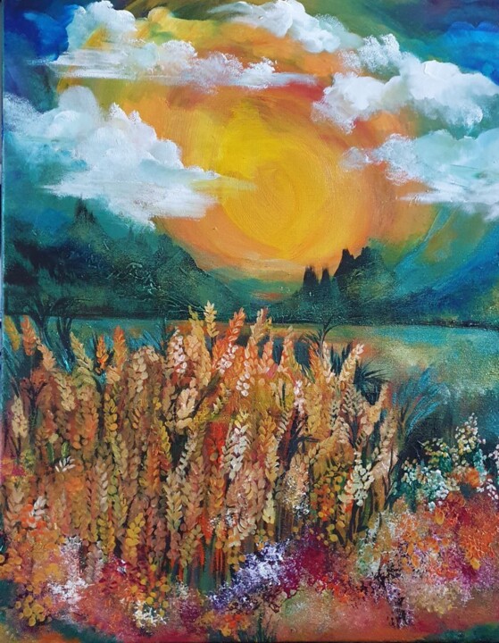 Картина под названием "Horizon" - Barbara Fuhrmann, Подлинное произведение искусства, Акрил