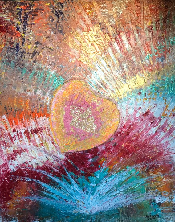 Pintura titulada "Coeur de lumiere...…" por Barbara Girand, Obra de arte original, Acrílico
