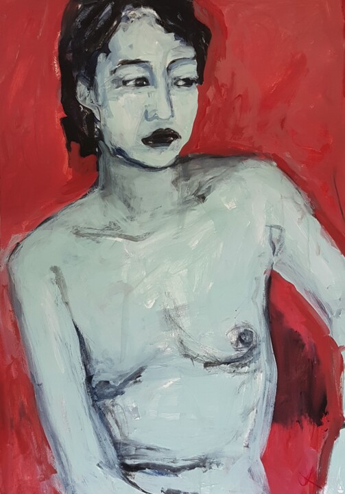 Painting titled "China girl" by Barbara Kroll, Original Artwork, Acrylic