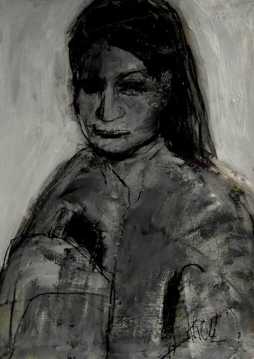 Σχέδιο με τίτλο "Mädchen I" από Barbara Kroll, Αυθεντικά έργα τέχνης, Παστέλ