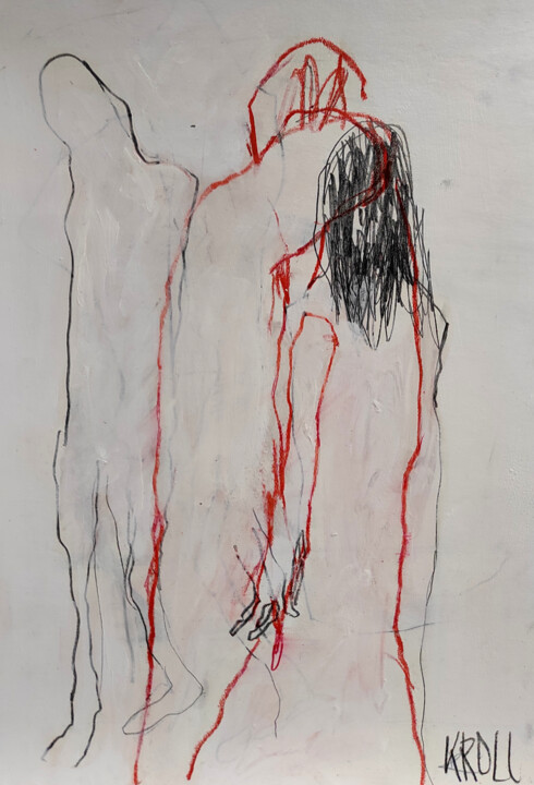 Рисунок под названием "Ohne Titel X" - Barbara Kroll, Подлинное произведение искусства, Карандаш
