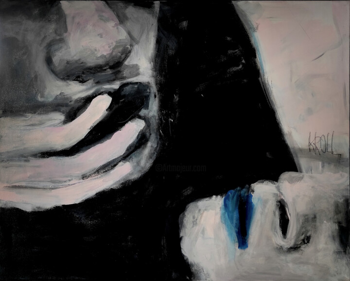 Painting titled "Blaue Lippen" by Barbara Kroll, Original Artwork, Acrylic