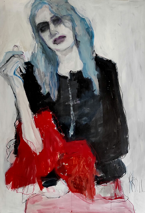 "Mädchen mit roten T…" başlıklı Resim Barbara Kroll tarafından, Orijinal sanat, Akrilik