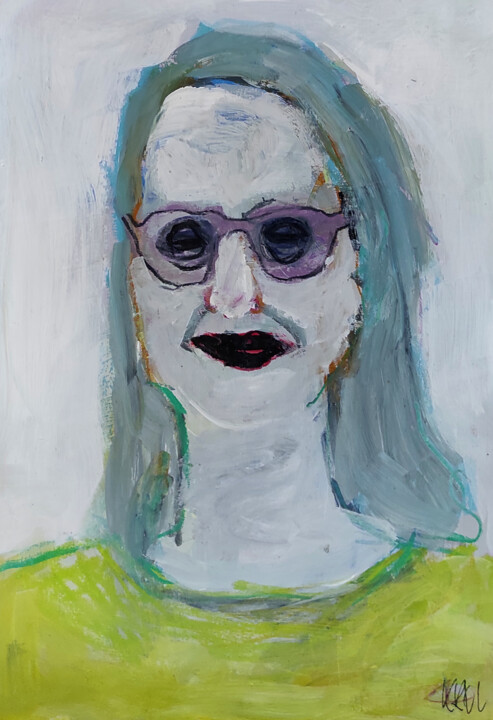 Dessin intitulée "Porträt 26" par Barbara Kroll, Œuvre d'art originale, Acrylique