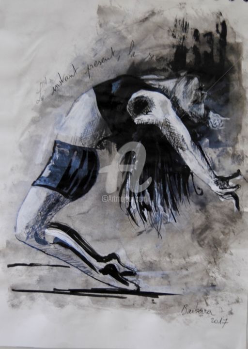 Картина под названием "juste-un-instant" - Barbara Lavenda, Подлинное произведение искусства, Акрил