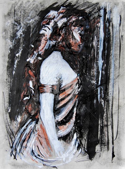 Картина под названием "camille-pose-pour-r…" - Barbara Lavenda, Подлинное произведение искусства, Акрил