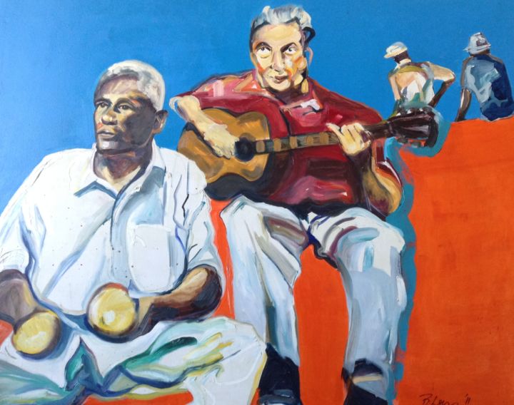 Malerei mit dem Titel "2 cubano" von Barbara Low, Original-Kunstwerk, Acryl