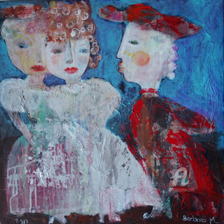 Painting titled "Deux soeurs pour un…" by Barbara Morin, Original Artwork, Acrylic